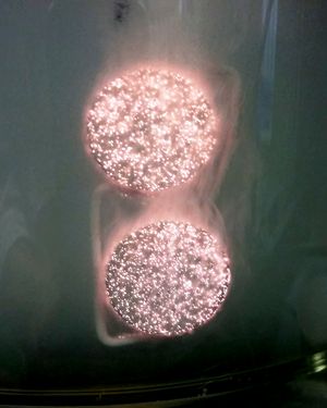 Plasma discharges on the surface during the coating process
